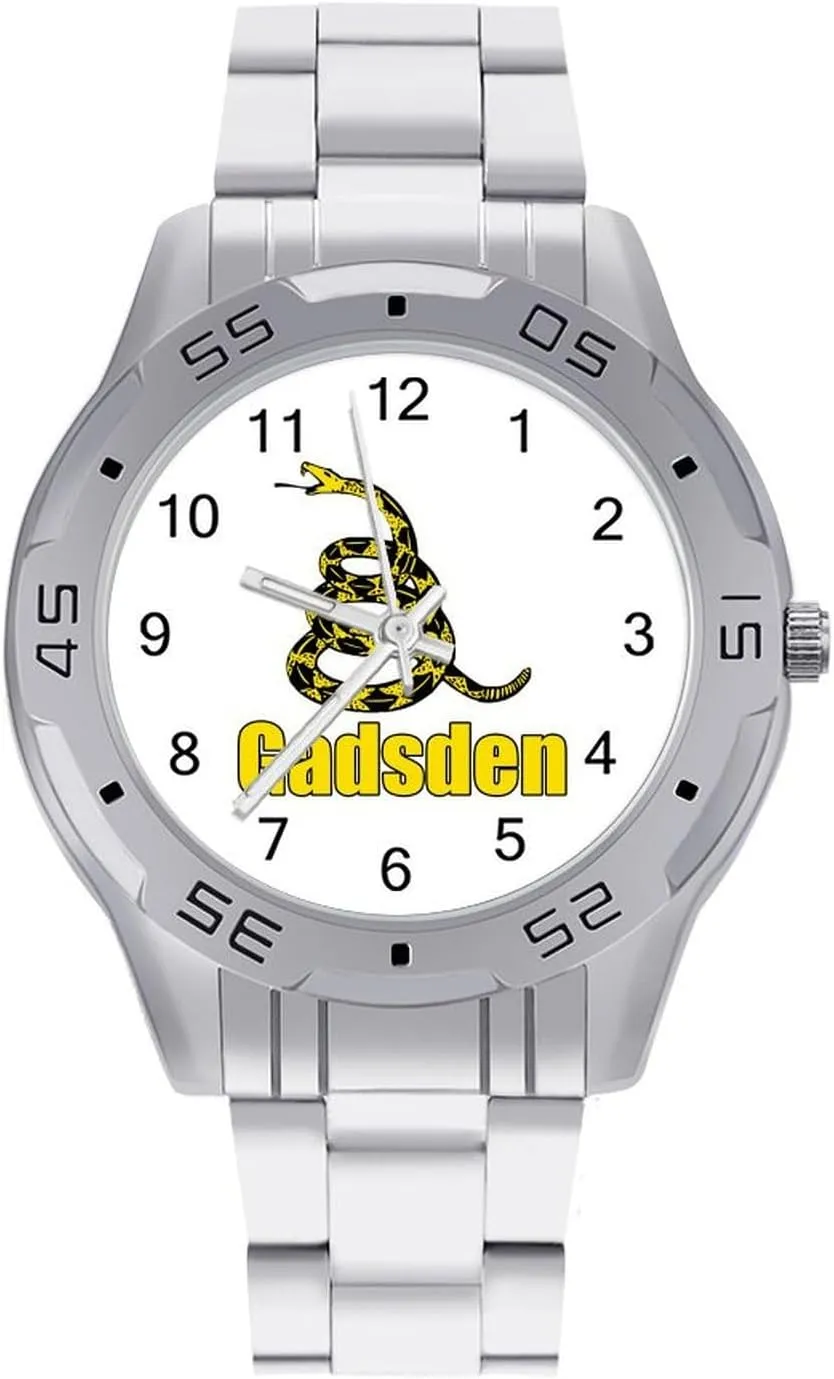 Gadsden Flag U.S Simple Stainless Steel Band Business Watch Dress Wrist Unique Luxury Work Casual Waterproof Watches