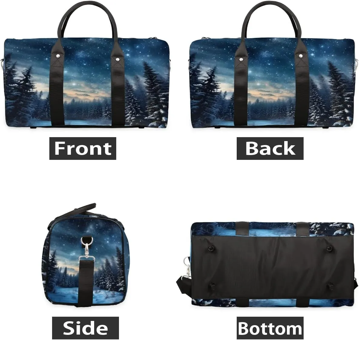 Galaxy Star Travel Duffel Bag for Women Men Waterproof Foldable Overnight Weekender Bag Large Capacity Sports Gym Bag