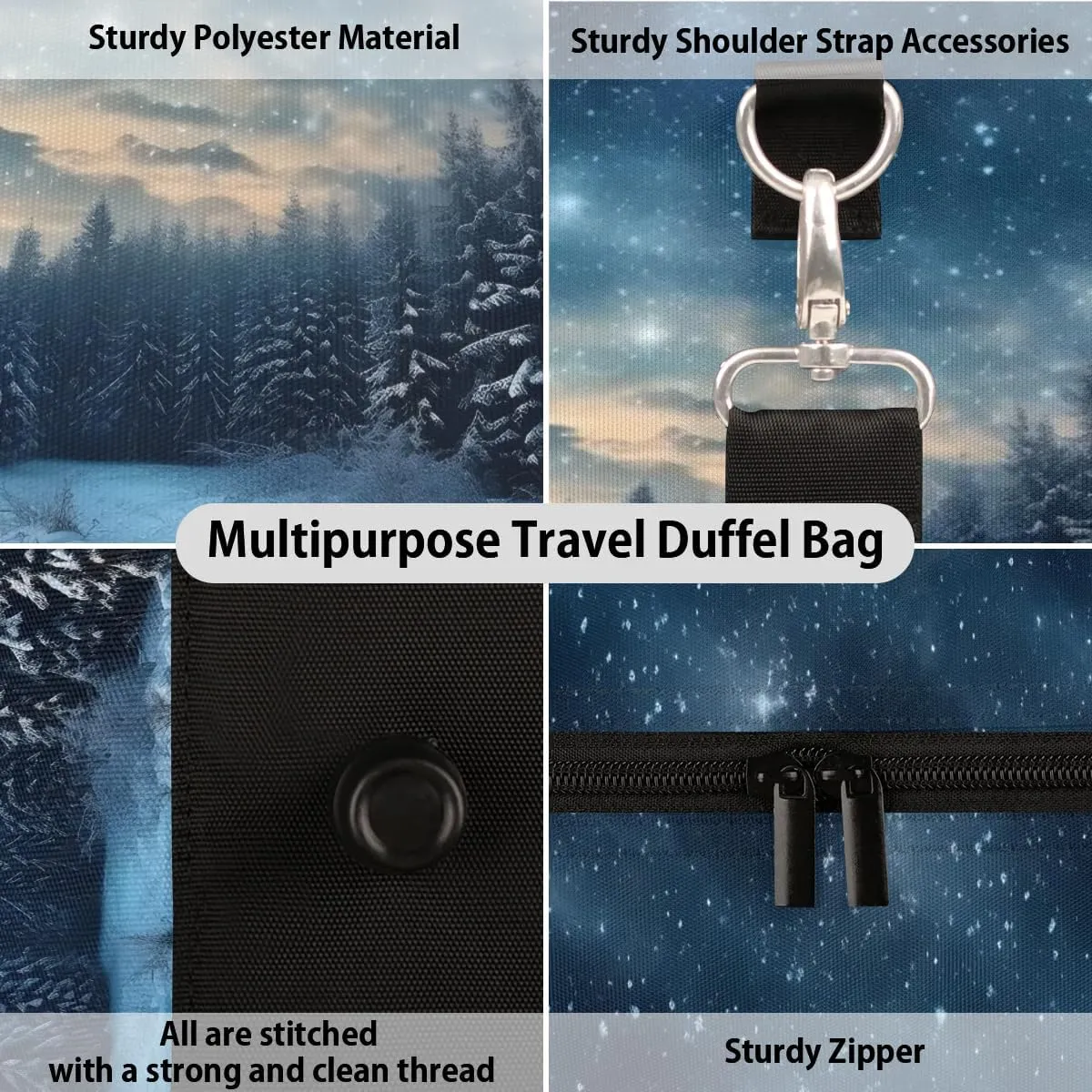 Galaxy Star Travel Duffel Bag for Women Men Waterproof Foldable Overnight Weekender Bag Large Capacity Sports Gym Bag