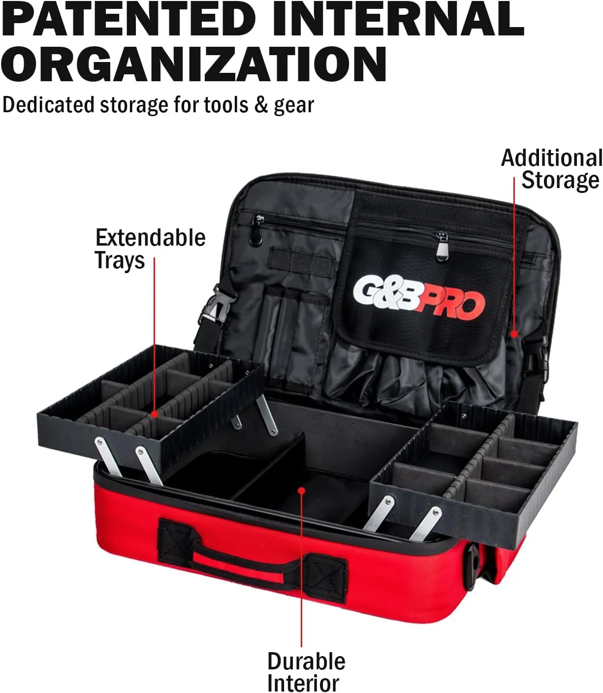 G&BPRO Crossbody Briefcase with Extending Tray System | All-in-one Mobile Workstation Travel Bag