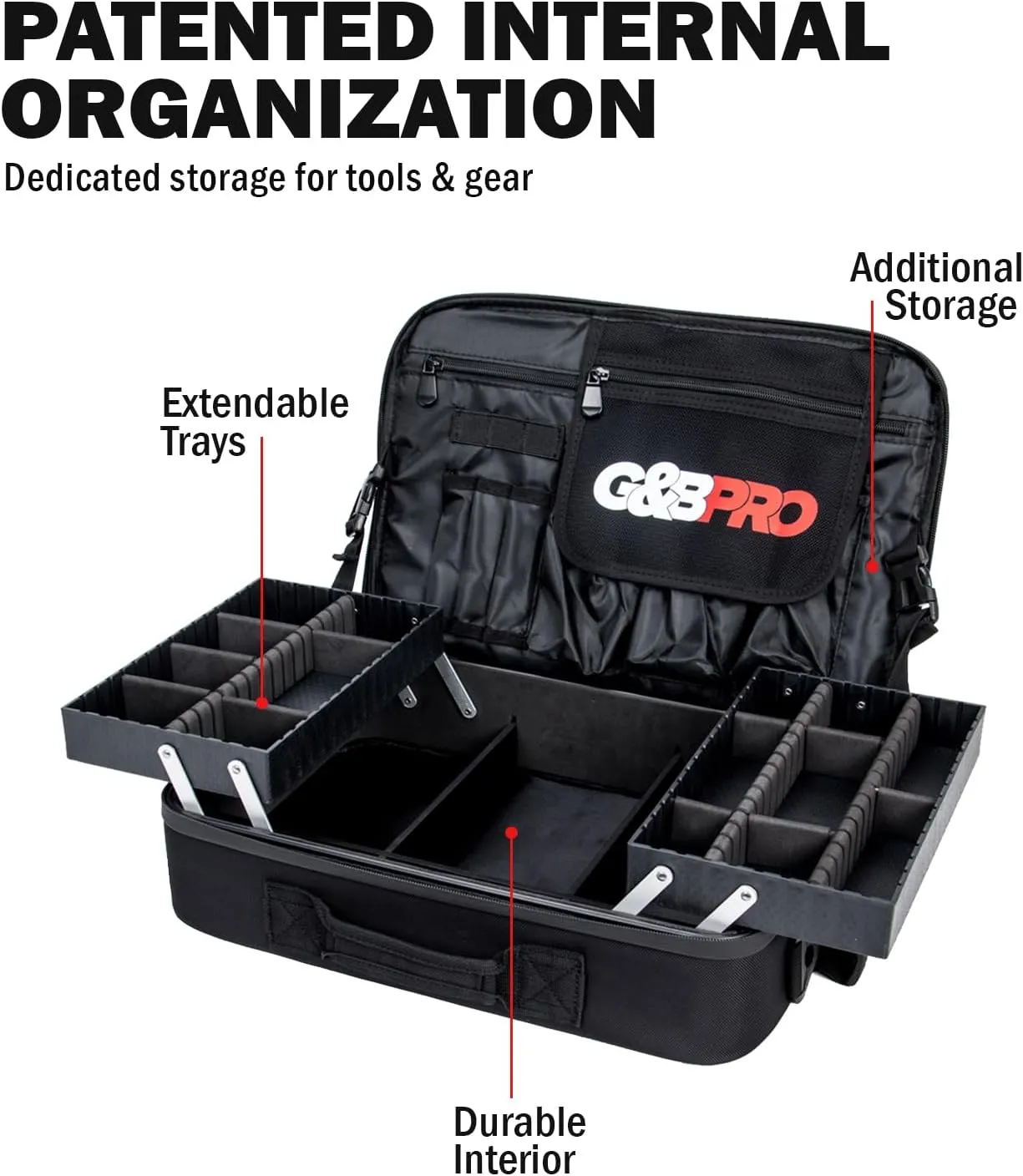 G&BPRO Crossbody Briefcase with Extending Tray System | All-in-one Mobile Workstation Travel Bag