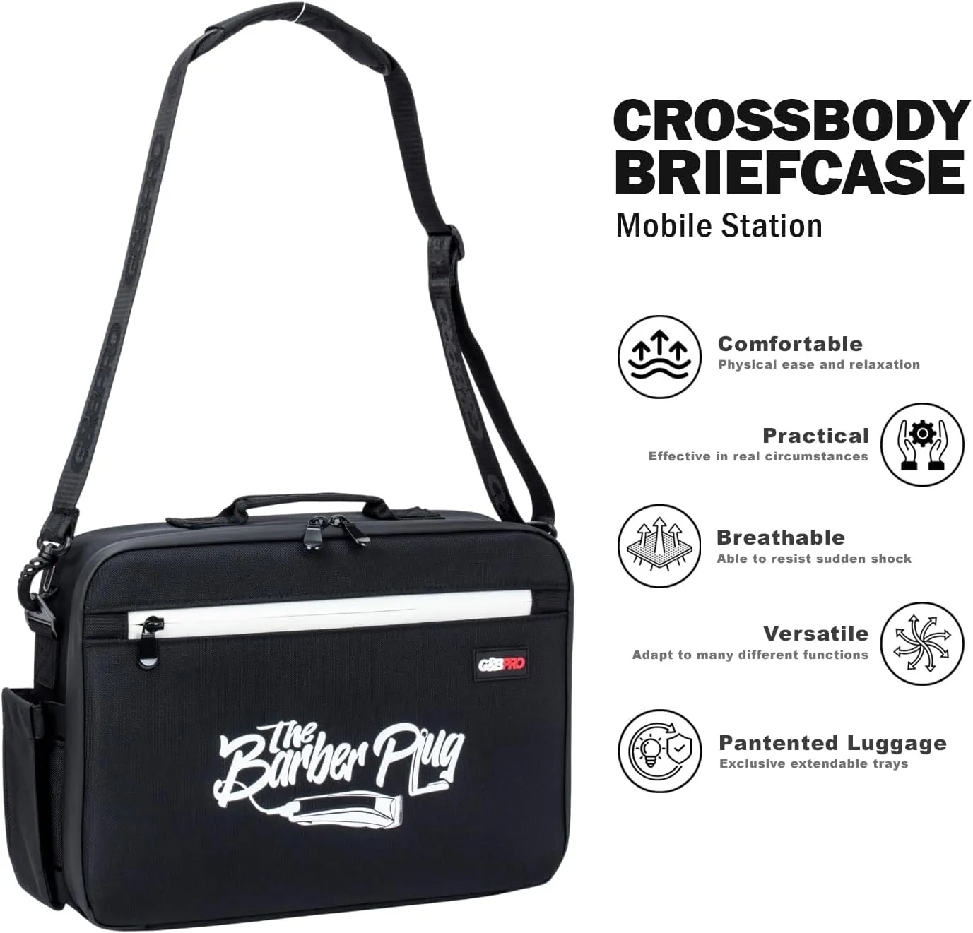 G&BPRO Crossbody Briefcase with Extending Tray System | All-in-one Mobile Workstation Travel Bag