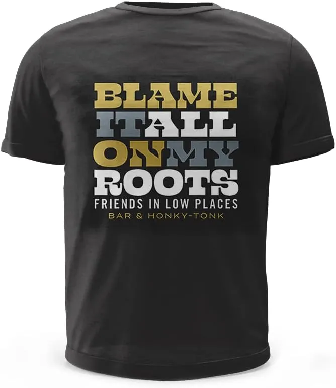 Garth Brooks Official Friends in Low Places Bar   Honky Tonk Roots Black Unisex T-Shirt Large