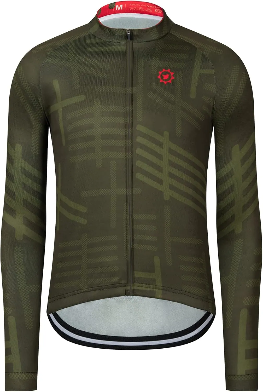 GCRFL Men's Cycling Jersey Long Sleeve Biking Shirt with 3 1 Zipper Pocket Breathable Quick Dry Bicycle Jersey
