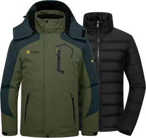 GEMYSE Men's Waterproof 3-in-1 Ski Snow Jacket Puffer Liner Insulated Winter Coat