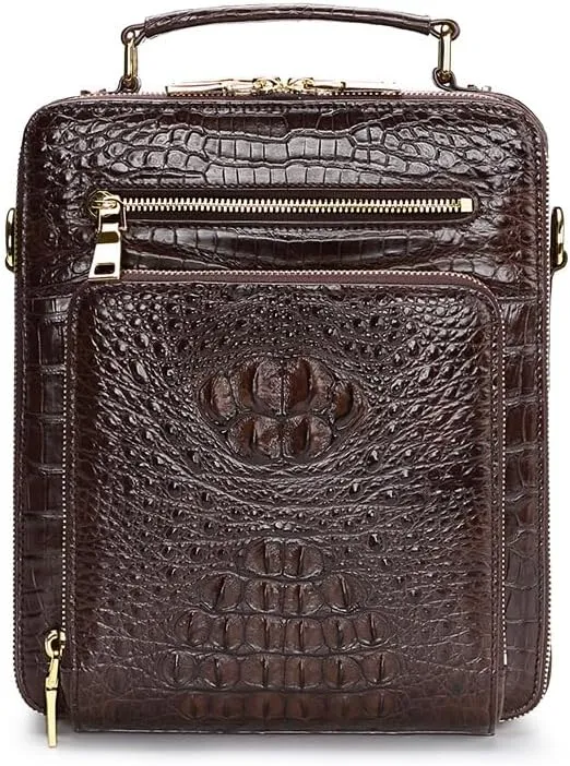 Genuine Crocodile Leather Skin Mens Crossbody Messenger Bag Luxury Shoulder Bag Real Alligator Leather Business Bag