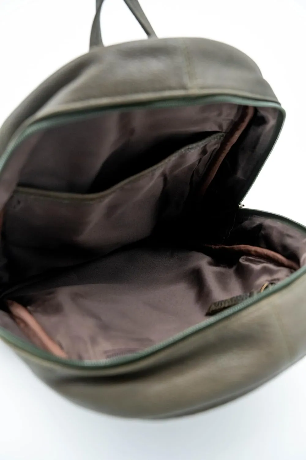 Genuine Leather Backpack for Men and Women Comfortable Lightweight Bag, Business Travel Daypack Dark Green