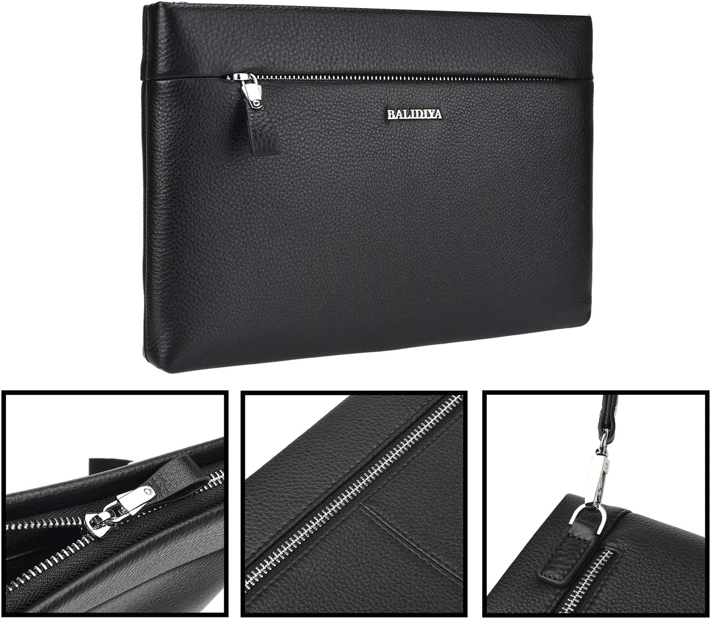 Genuine Leather Clutch Bag for Men Handbag Wrist Bag Business Large Purse Envelope Bag