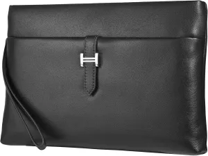 Genuine Leather Clutch Bag for Men Handbag Wrist Bag Business Large Purse Envelope Bag