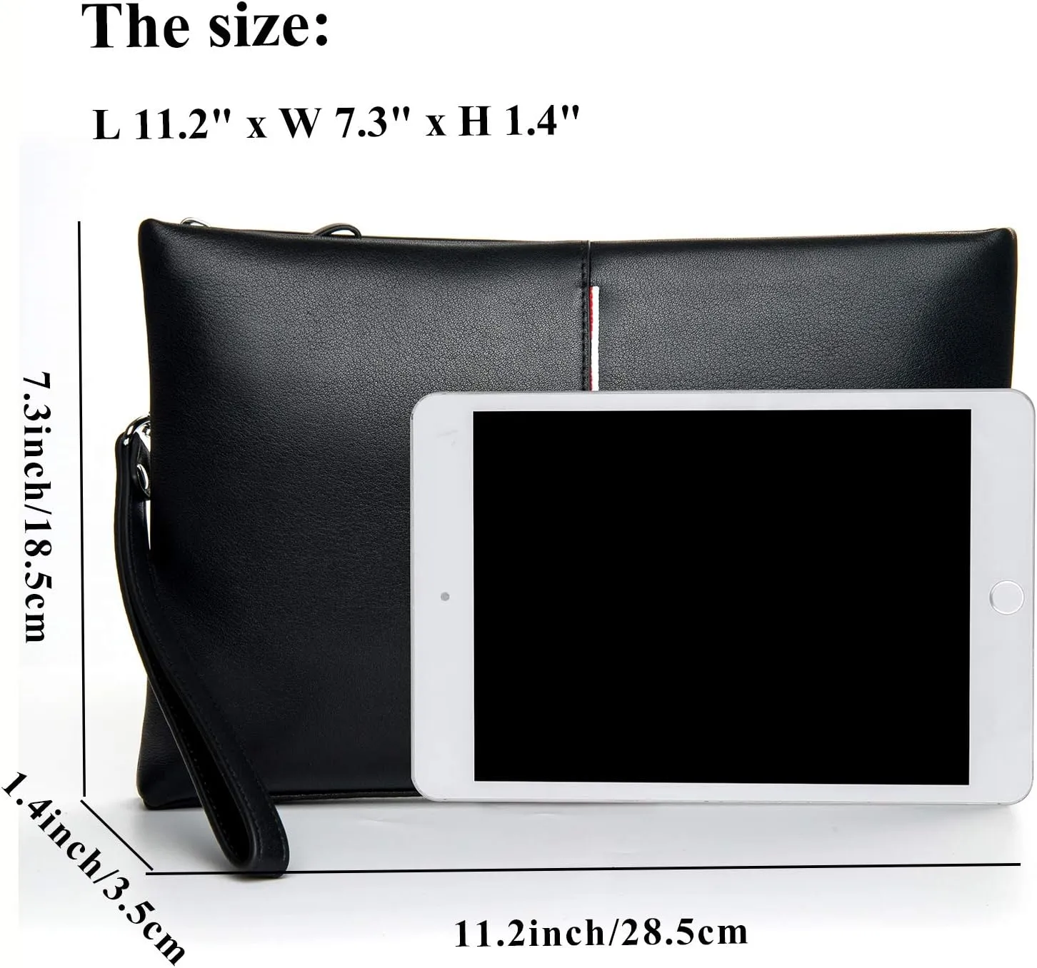 Genuine Leather Clutch Bag for Men Handbag Wrist Bag Business Large Purse Envelope Bag