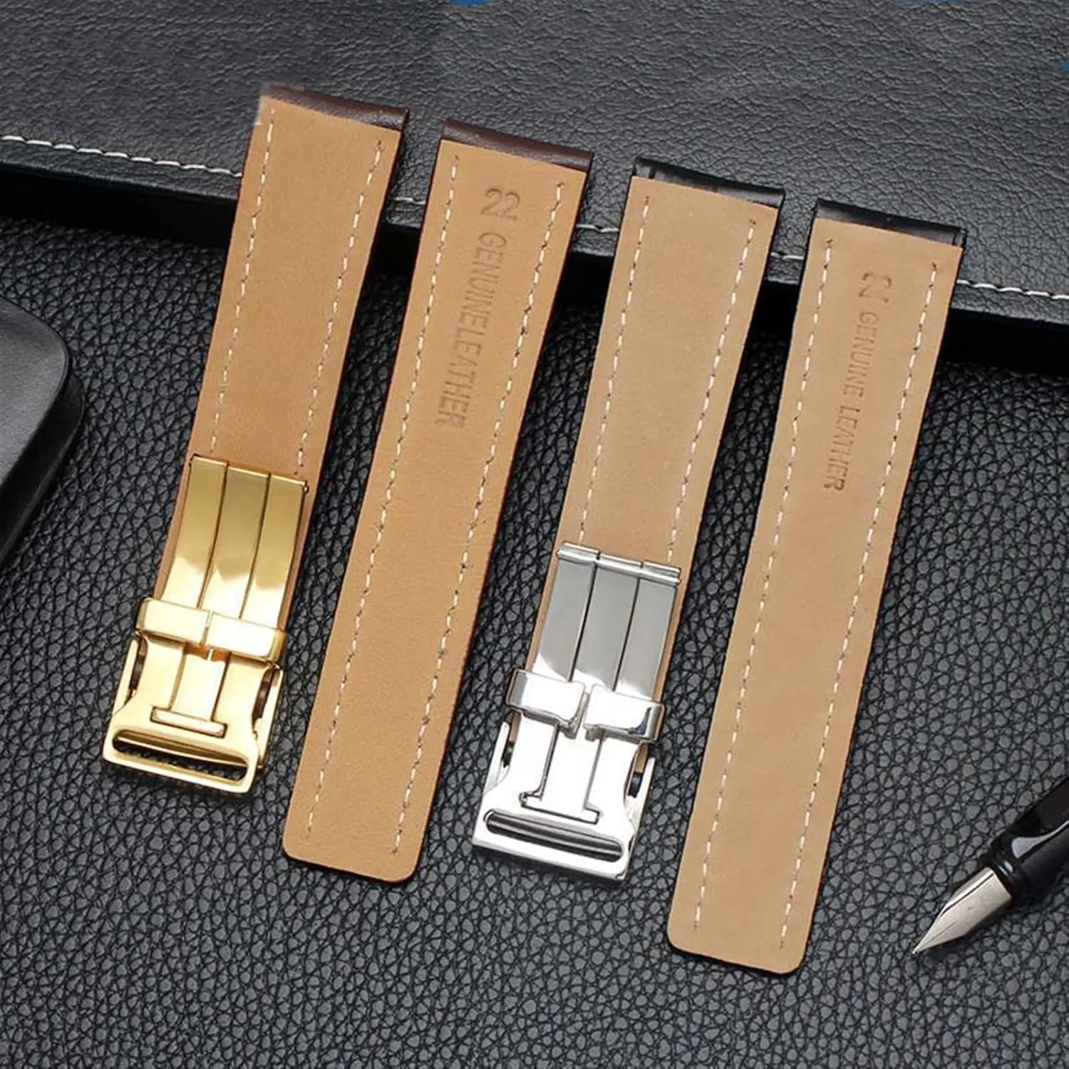 Genuine Leather Strap For Breitling watch Band cow leather bracelet with Deployment buckle 22mm 24mm WatchBands