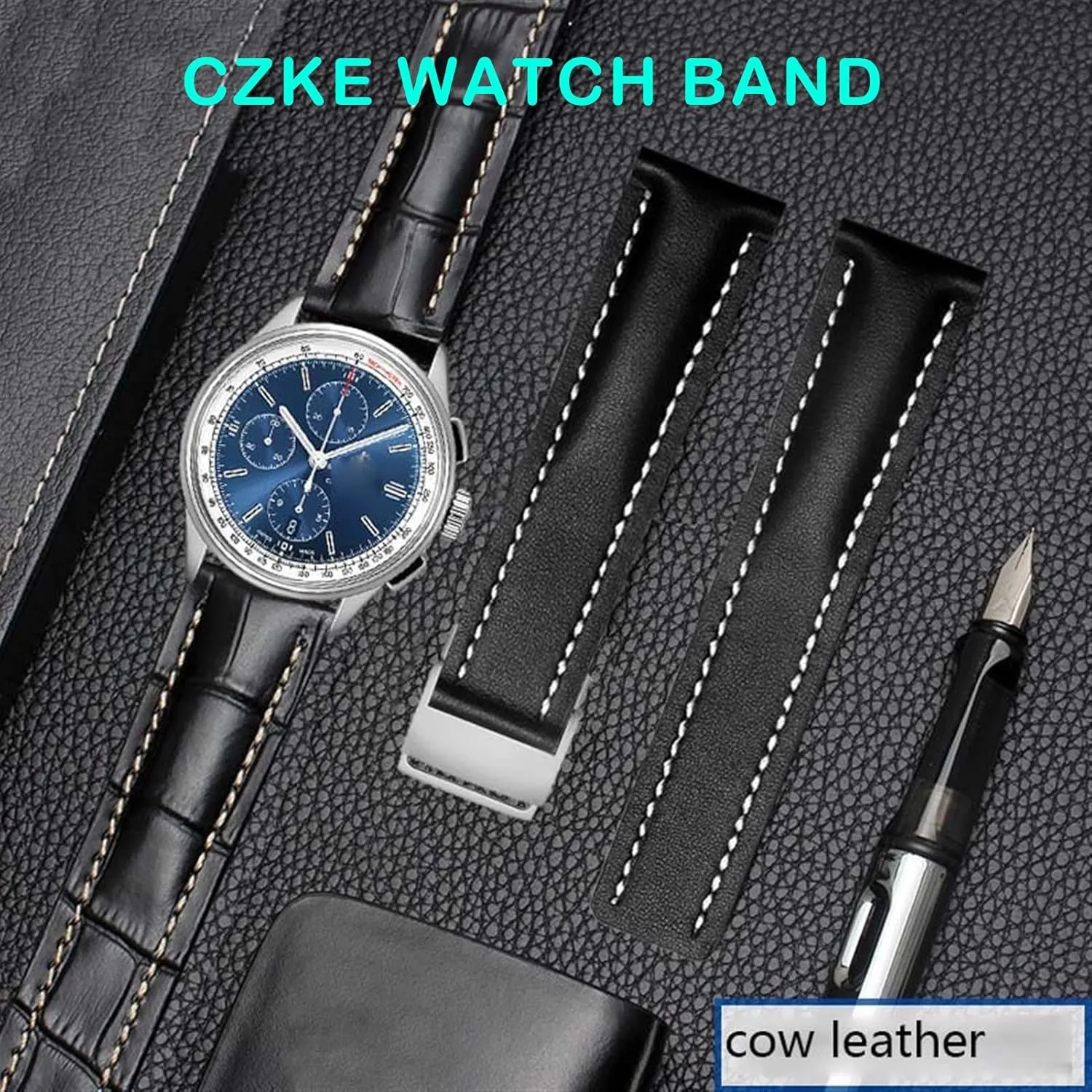 Genuine Leather Strap For Breitling watch Band cow leather bracelet with Deployment buckle 22mm 24mm WatchBands