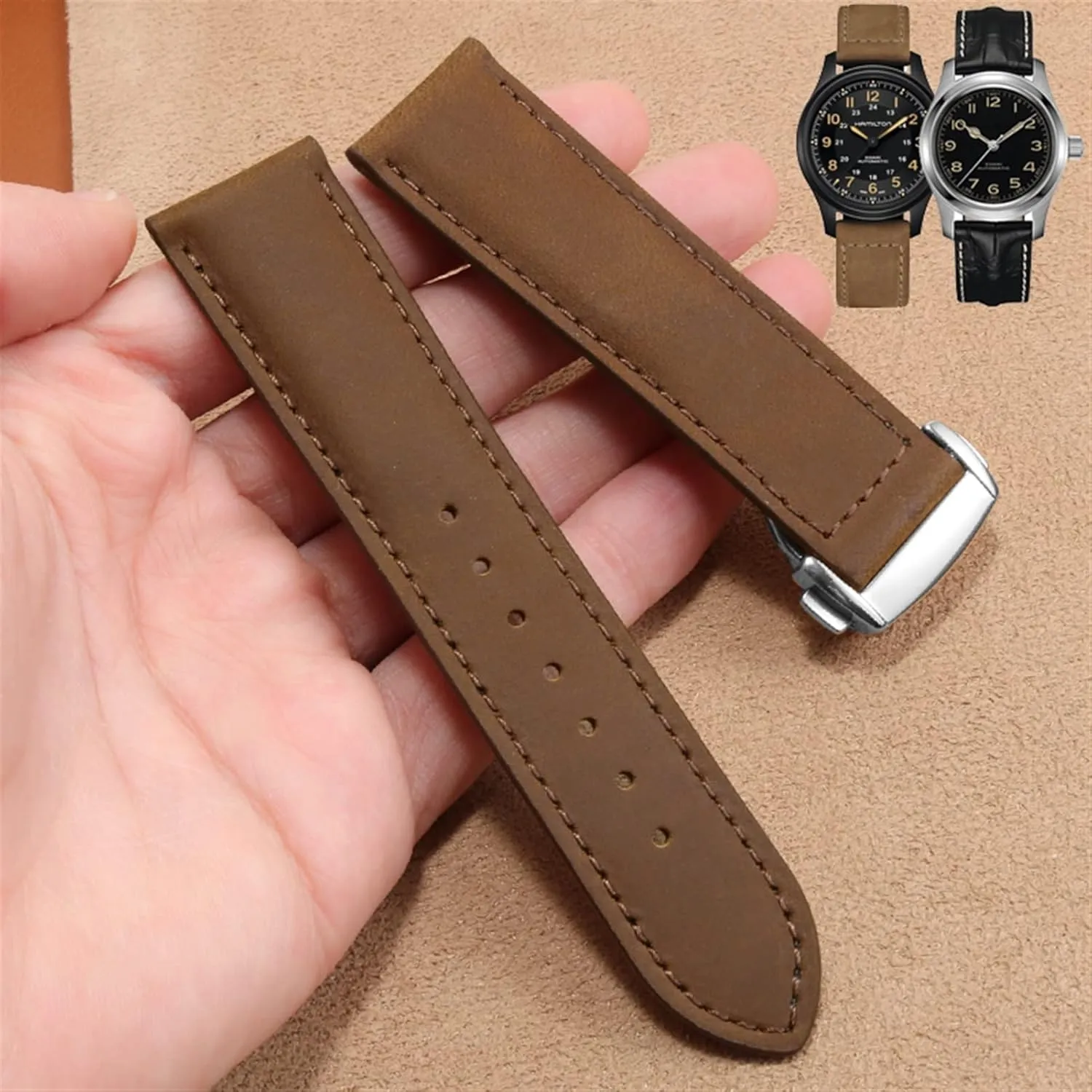 Genuine Leather watch band For Oris Frosted Folding Buckle Watch Chain 20mm 22mm Strap