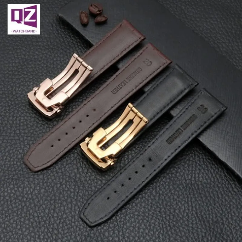 Genuine Leather Watchband for Maurice Lacroix Watch Strap 20mm 22mm Folding Buckle Leisure Business Cow Leather Bracelet (Color : Brown Rose Buckle, Size : 22mm)