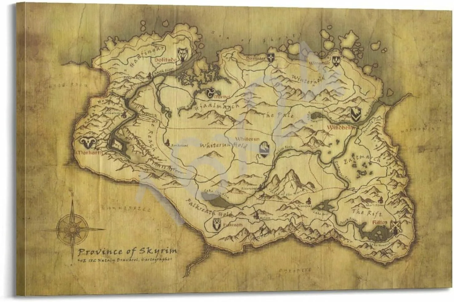 GHJFDF Skyrim Anthology Map Canvas Art Poster Poster for Room Aesthetic Posters 12x18inch(30x45cm)