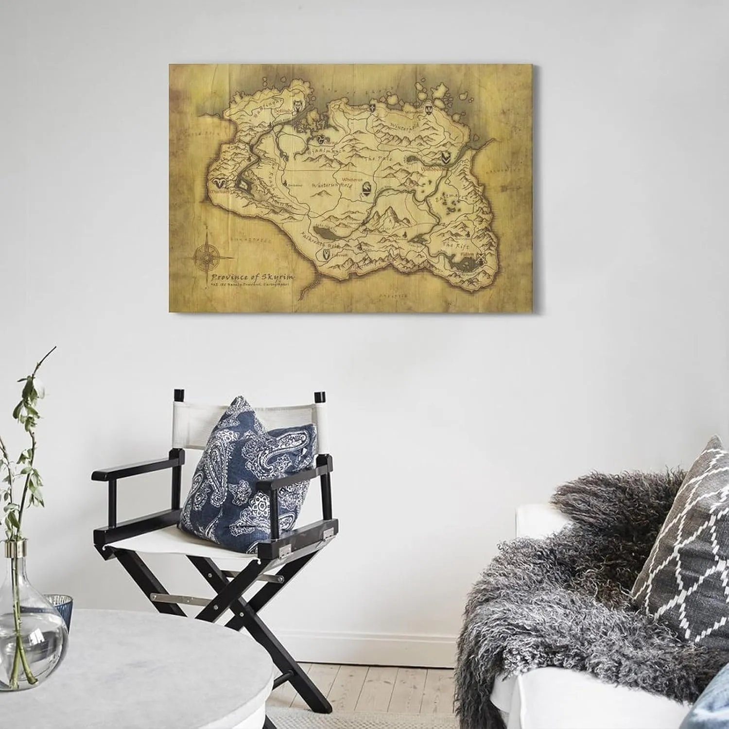 GHJFDF Skyrim Anthology Map Canvas Art Poster Poster for Room Aesthetic Posters 12x18inch(30x45cm)