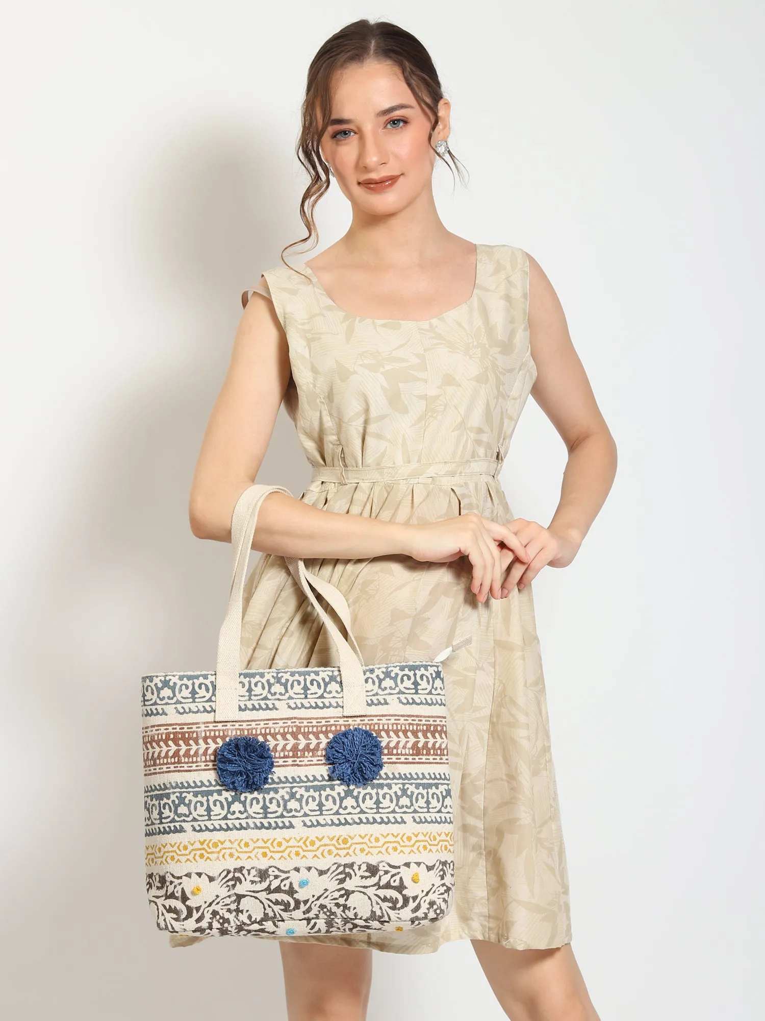 GIANT - HAND BLOCK COTTON PRINTED TOTE BAG