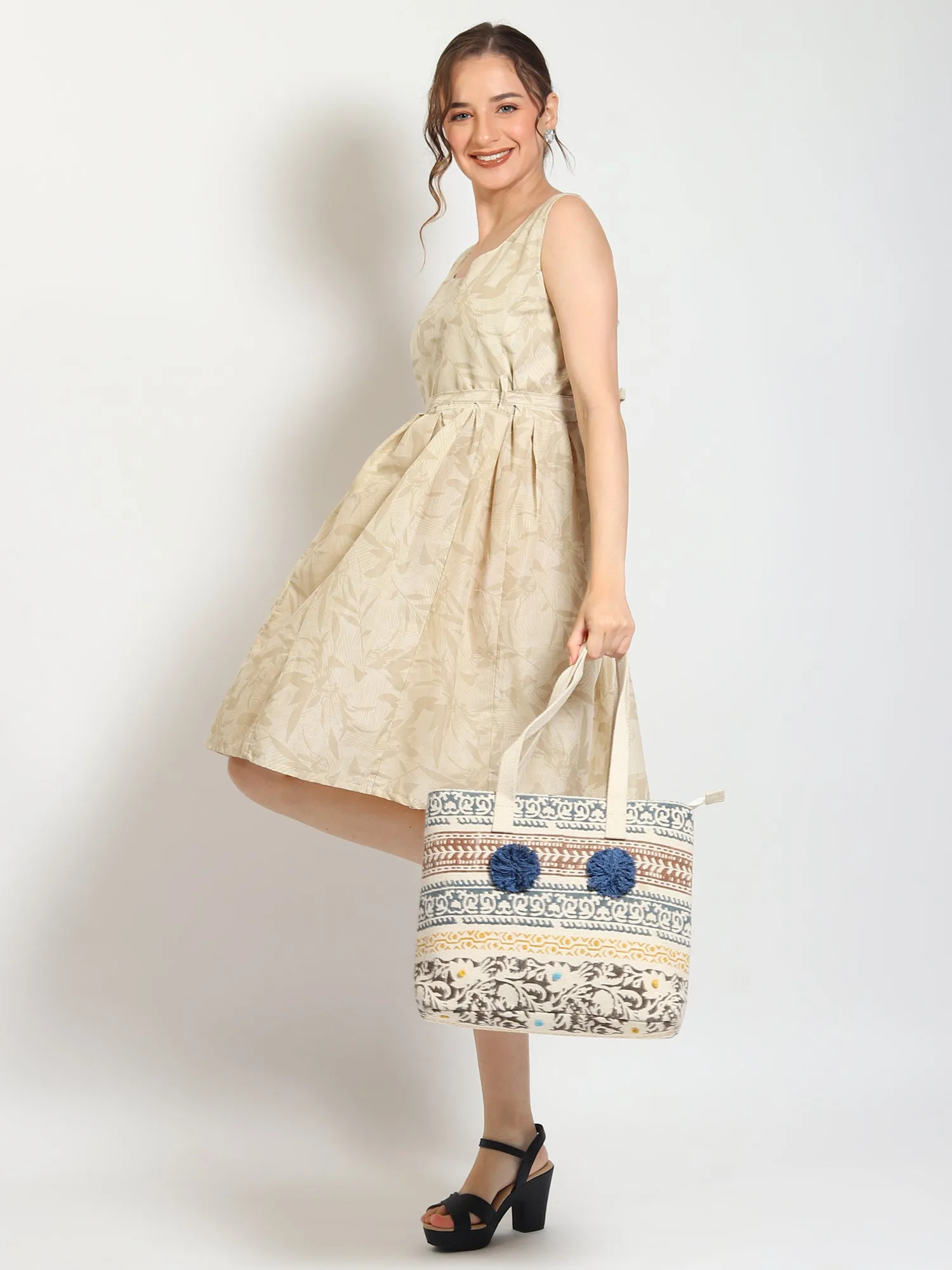 GIANT - HAND BLOCK COTTON PRINTED TOTE BAG