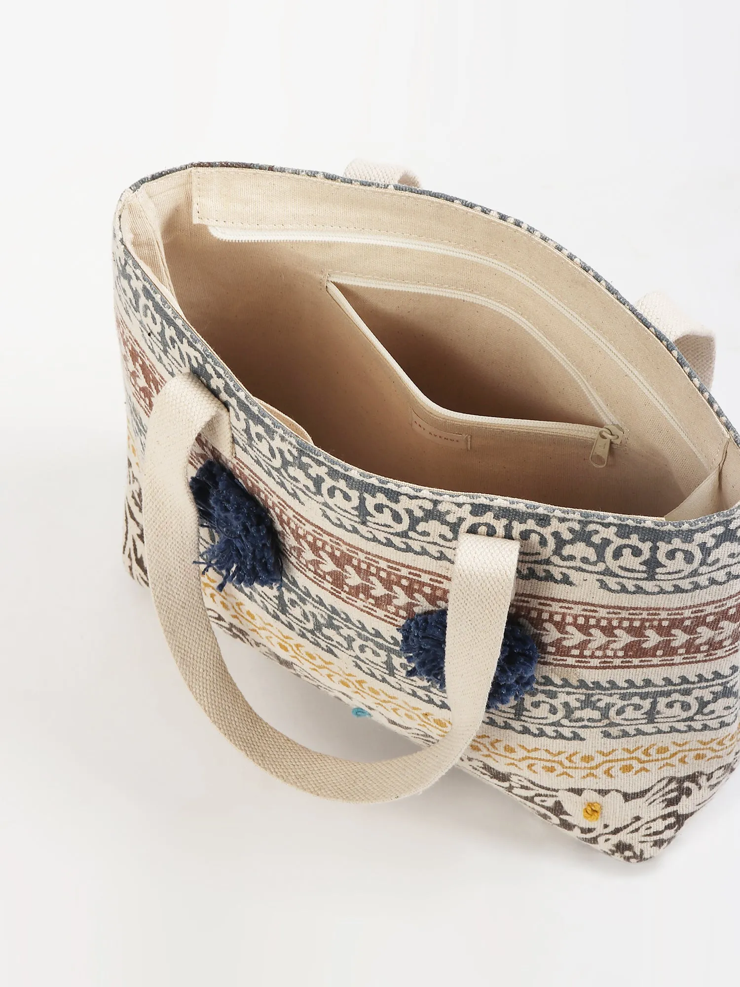 GIANT - HAND BLOCK COTTON PRINTED TOTE BAG