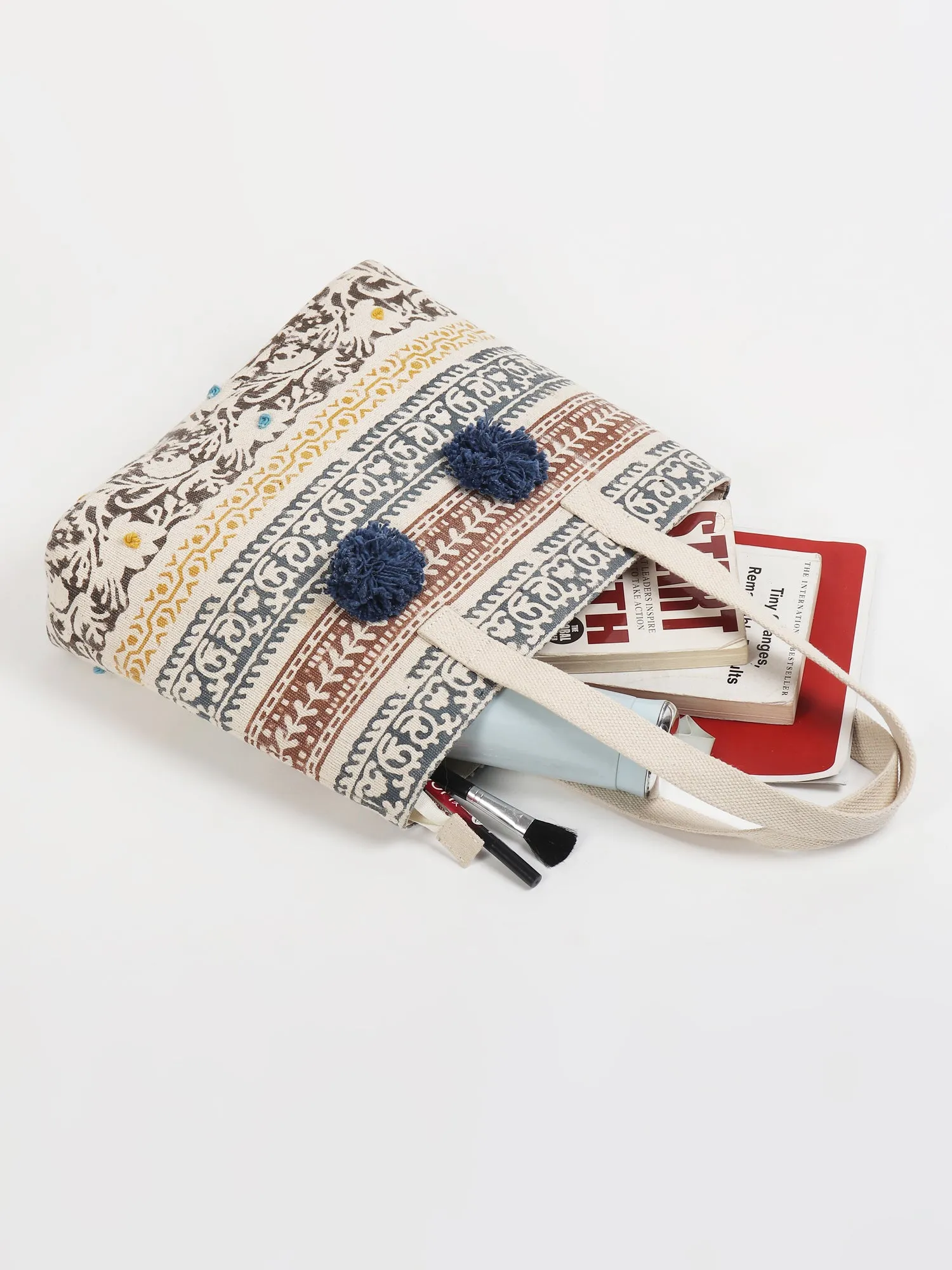 GIANT - HAND BLOCK COTTON PRINTED TOTE BAG