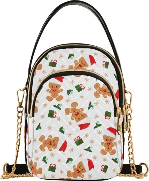 Gingerbread Man Snowflakes Christmas Crossbody Bags for Women Detachable Strap Purses Shoulder Bag Travel Handbags
