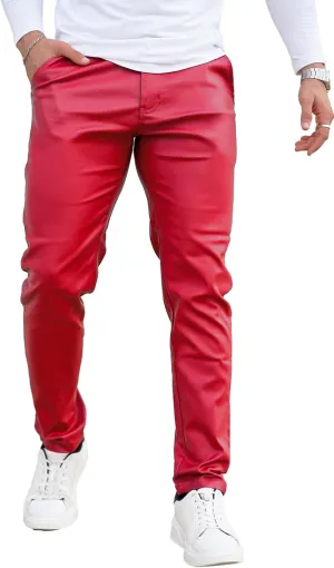 GINGTTO Mens Leather Pants Slim Fit Disco Pants for Men Stretch