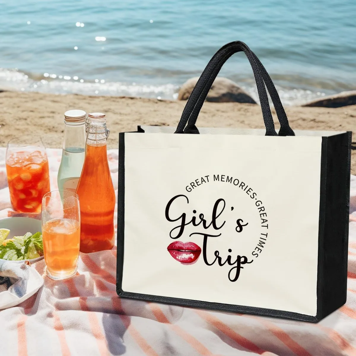 Girls Trip Friendship Gifts Canvas Tote Bag for Women, Girls Weekend Gifts for Women, Graudtion Bridal Shower Bachelorette Party Favor -14