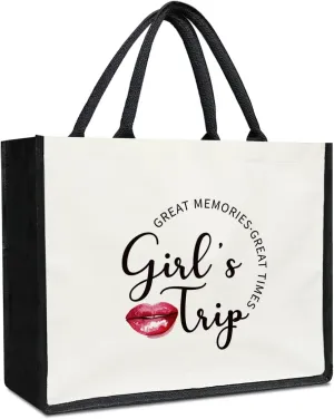 Girls Trip Friendship Gifts Canvas Tote Bag for Women, Girls Weekend Gifts for Women, Graudtion Bridal Shower Bachelorette Party Favor -14