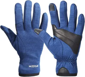Gloves for Men Outdoor Winter Bike Riding Water Repellent Sports Running Warm Gloves Hiking Skiing Men and Women Gloves Cycling Gloves (Color : Blue Size : Large)