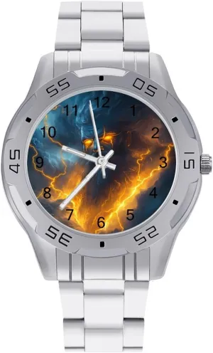 God Hades Greek Mythology Simple Wrist Watches for Men Silver Casual Big Face Dress Watch Easy to Read