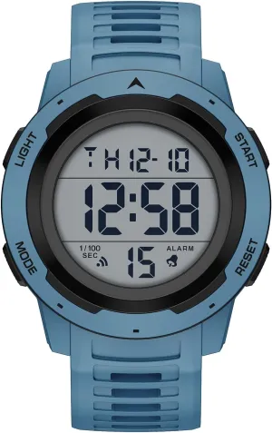 GOLDEN HOUR Mens Waterproof Digital Sport Watches Wide Screen Easy Read Display Military Style with Rubber Strap