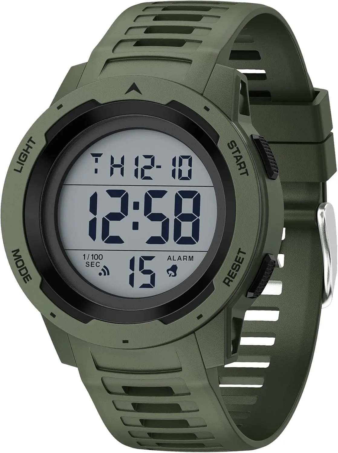 GOLDEN HOUR Mens Waterproof Digital Sport Watches Wide Screen Easy Read Display Military Style with Rubber Strap