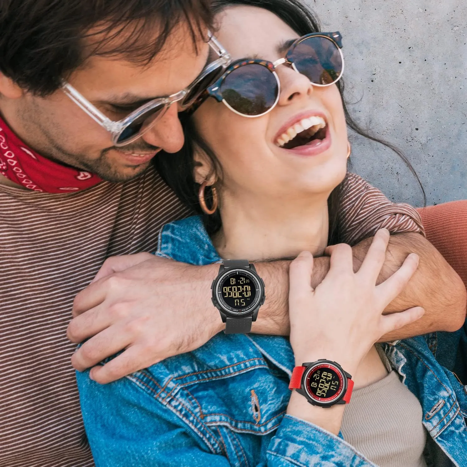 GOLDEN HOUR Ultra-Thin Minimalist Sports Waterproof Digital Watches Men with Wide-Angle Display Rubber Strap Wrist Watch for Men Women