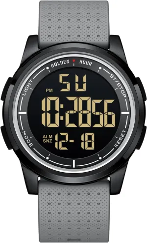 GOLDEN HOUR Ultra-Thin Minimalist Sports Waterproof Digital Watches Men with Wide-Angle Display Rubber Strap Wrist Watch for Men Women