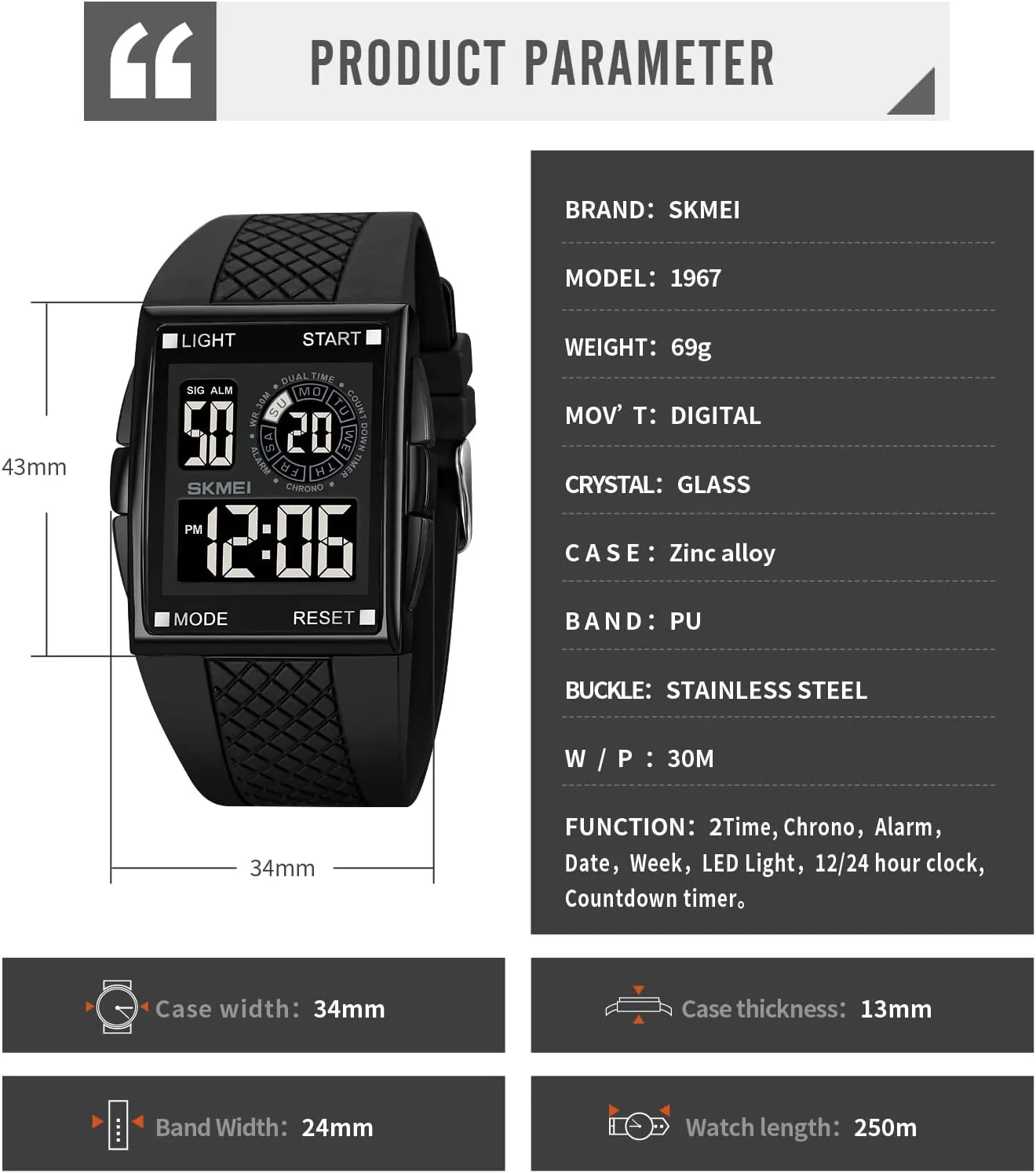 Gosasa Men Sports Military Watches Digital Airplane Shaped LED Light Waterproof Watches