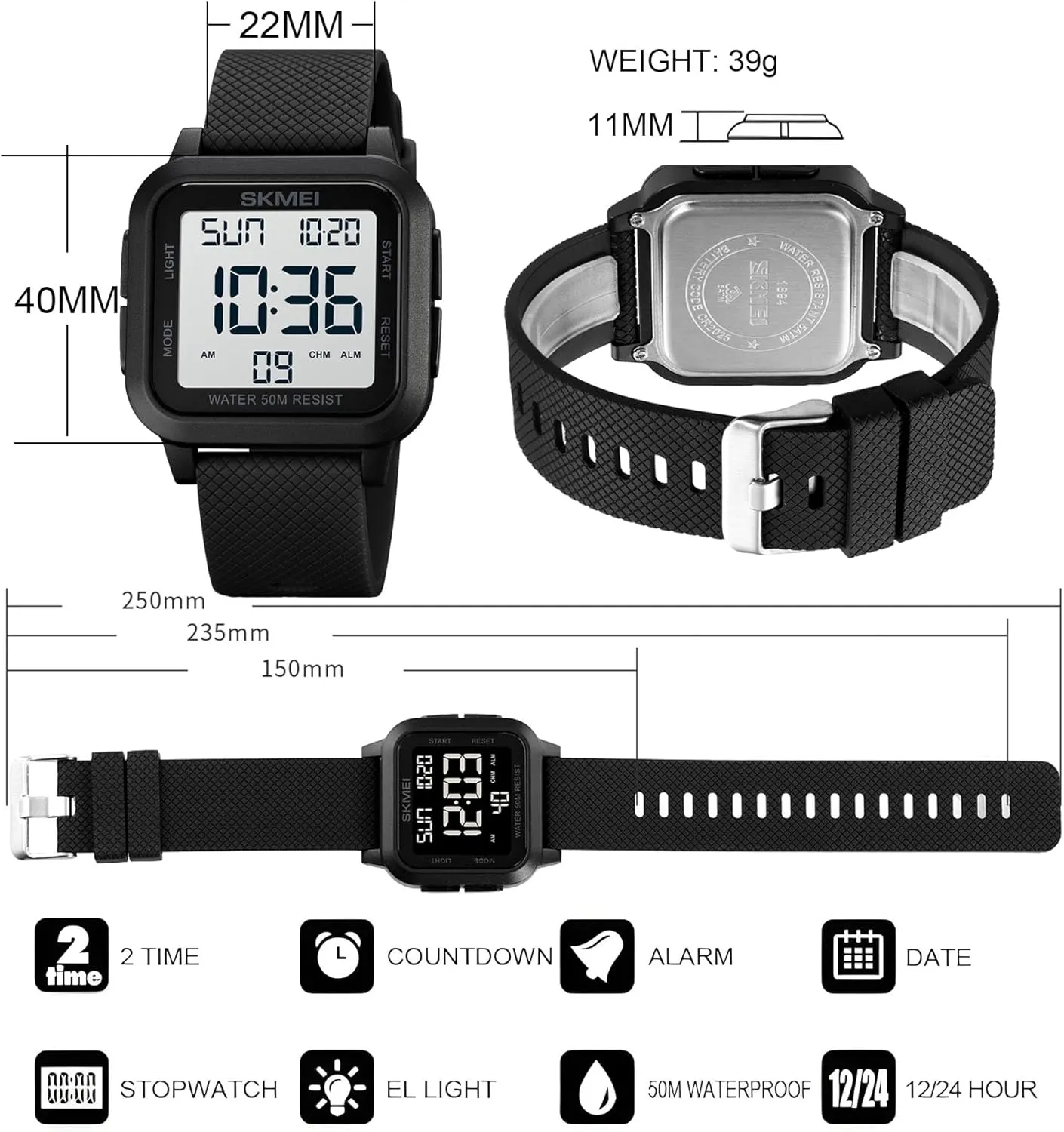 Gosasa Men Sports Military Watches Digital Airplane Shaped LED Light Waterproof Watches