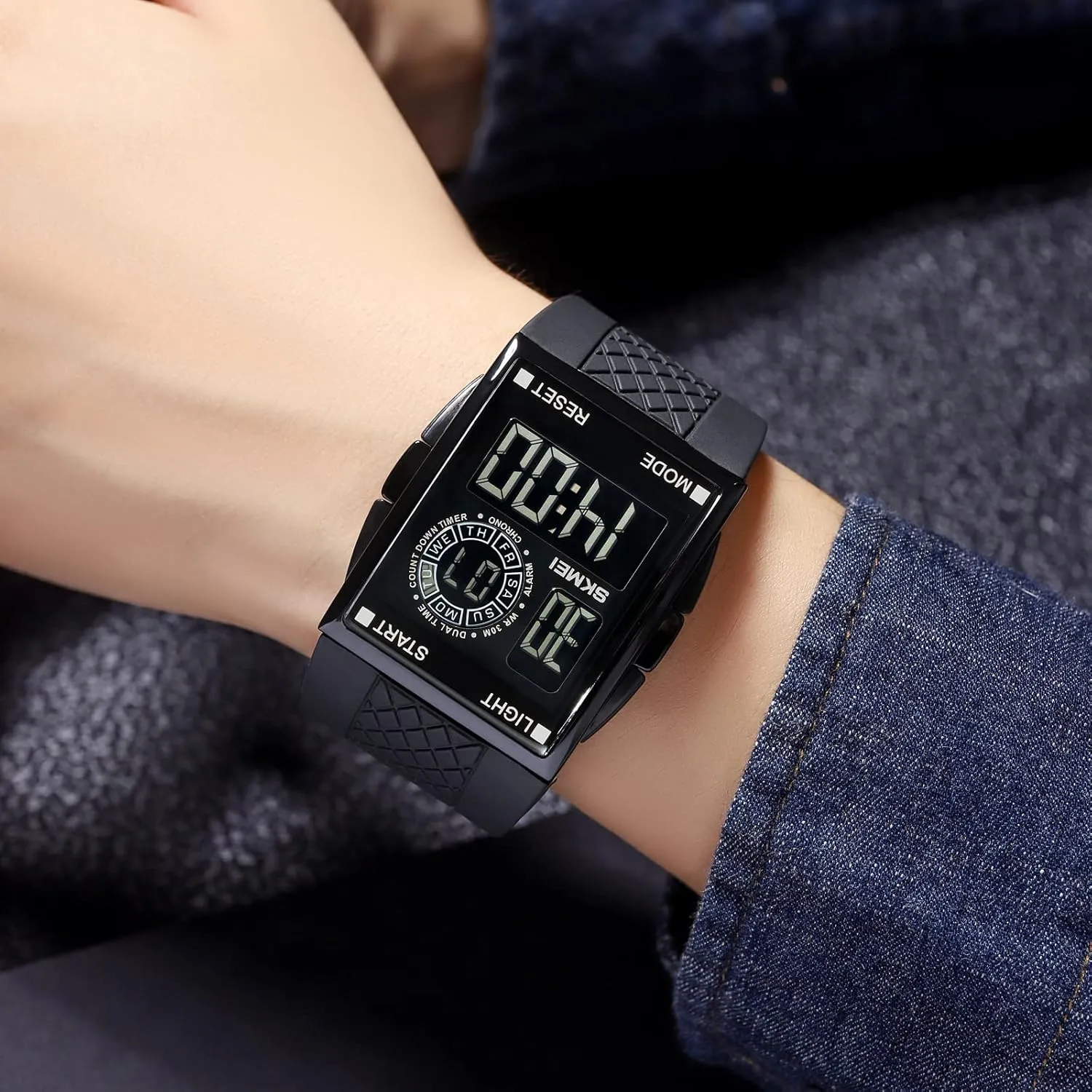 Gosasa Men Sports Military Watches Digital Airplane Shaped LED Light Waterproof Watches