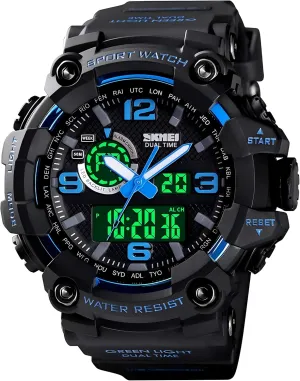 Gosasa Men's Large Face Outdoor Sports Watches Military S-Shock Watch Waterproof, Backlight, Alarm, Stopwatch Features - Rugged Wristwatch for Training, Hiking, and Adventure