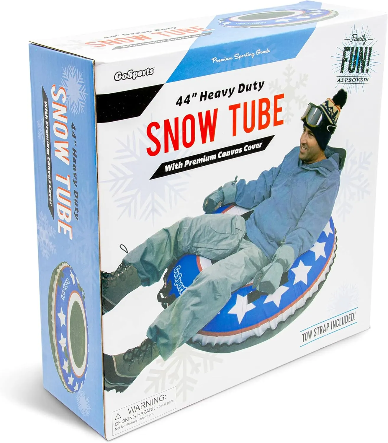 GoSports 44 Inch Heavy-Duty Winter Snow Tube with Premium Canvas Cover - Choose Your Style - Commercial Grade Sled