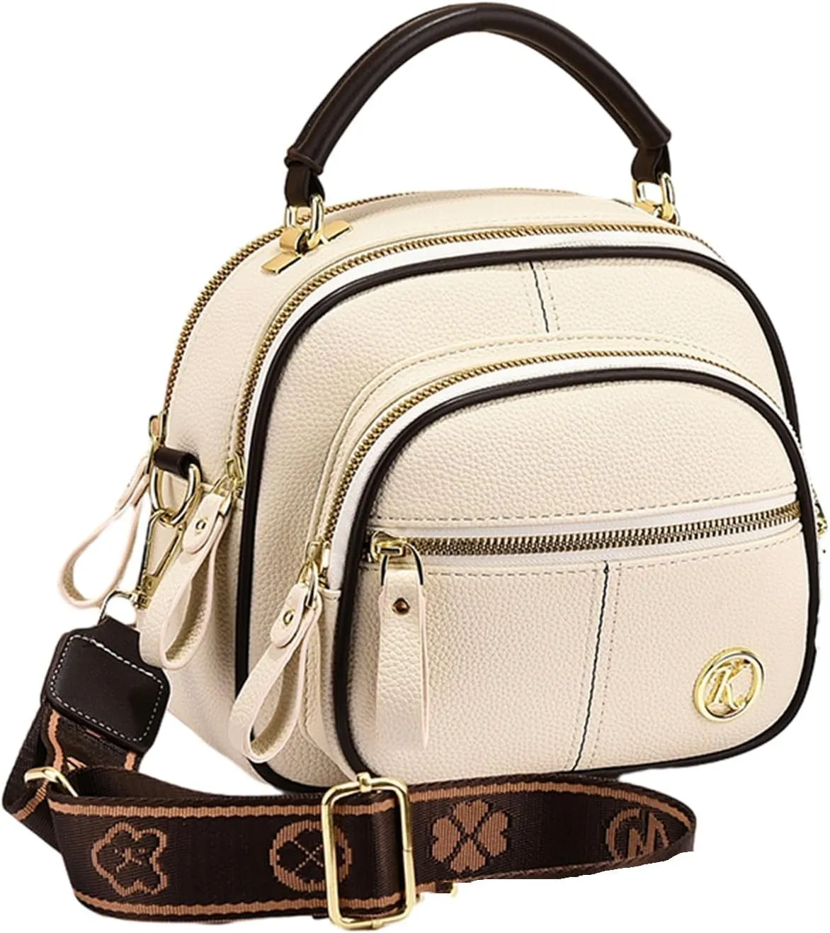 Gpmsign Leather Bag, Multifunctional Compartment Adjustable Wide Shoulder Strap Leather Bag