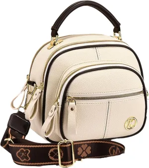 Gpmsign Leather Bag, Multifunctional Compartment Adjustable Wide Shoulder Strap Leather Bag