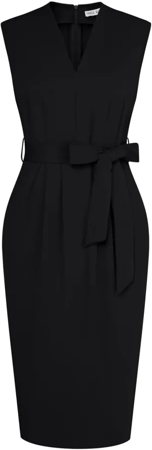 GRACE KARIN Women's Business Dresses Sleeveless V Neck Bodycon Sheath Dress Zipper Up Office Work Dress with Pockets