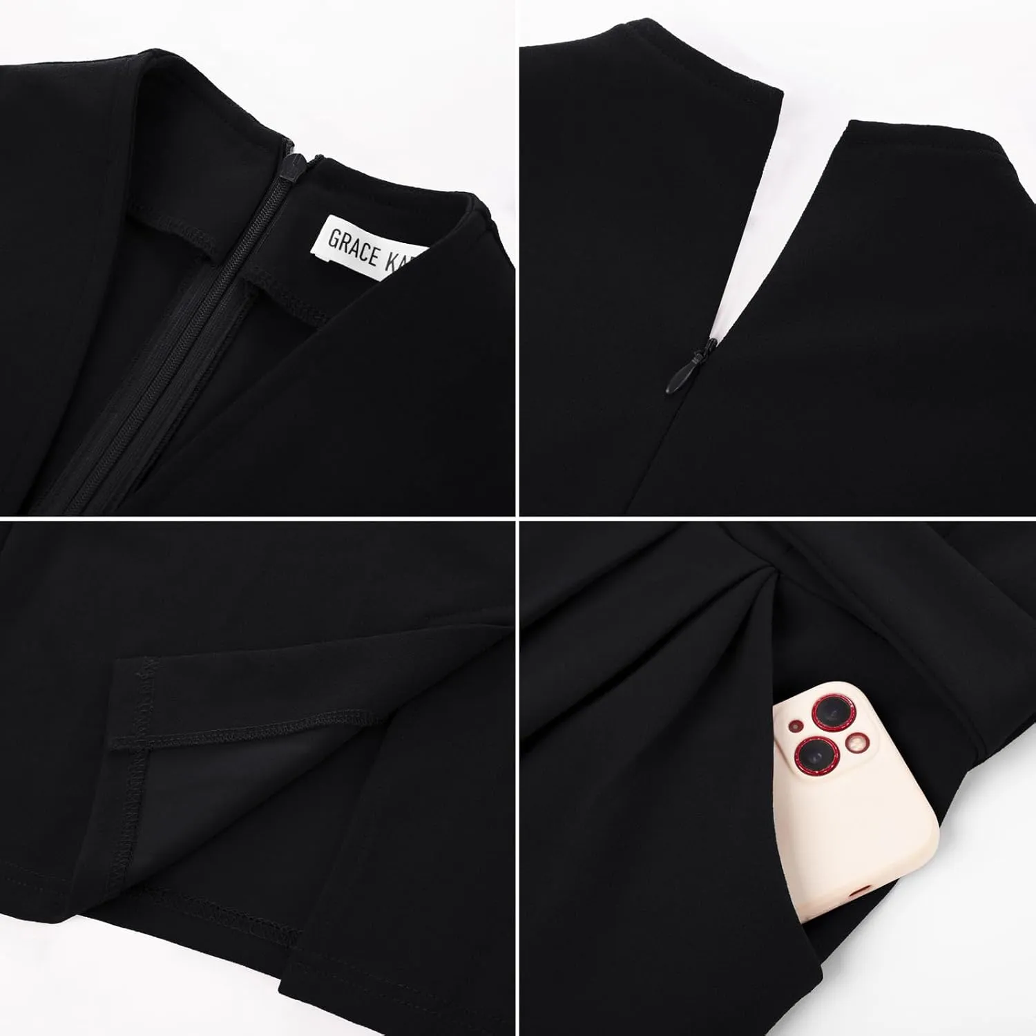 GRACE KARIN Women's Business Dresses Sleeveless V Neck Bodycon Sheath Dress Zipper Up Office Work Dress with Pockets
