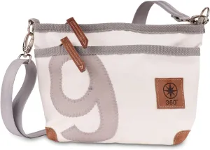 Grad Deern Lütt Crossover Women's Canvas Shoulder Bag, White, Number Grey, Strap Grey with Carabiners, Maritime, Weatherproof, multicoloured, S, Multicoloured, Small