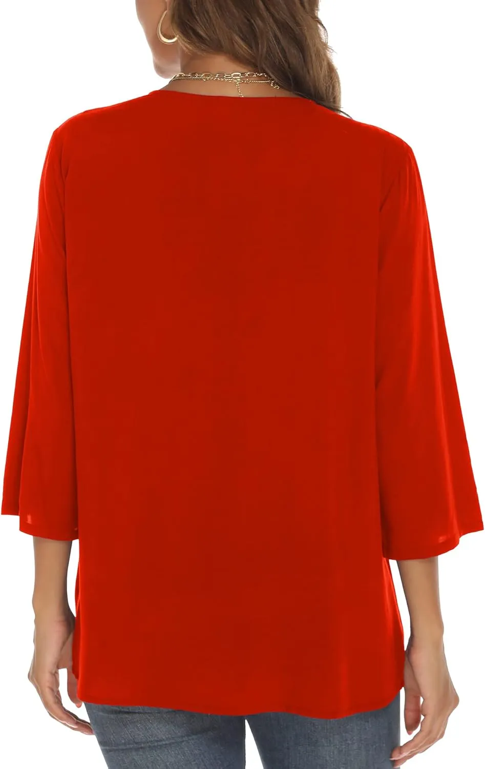 Grosy Women's Embroidered Plain Tunic Tops for Summer Fall Spring, Simple Elegant Dressy Blouse Casual Embroidery Solid Shirt