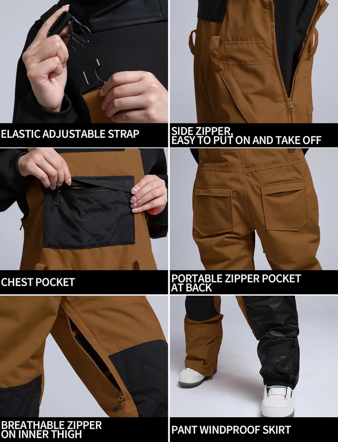 GSOU SNOW Womens Ski Bibs Snowboard Pants Snow Overalls Waterproof Windproof Winter Outdoor Sports
