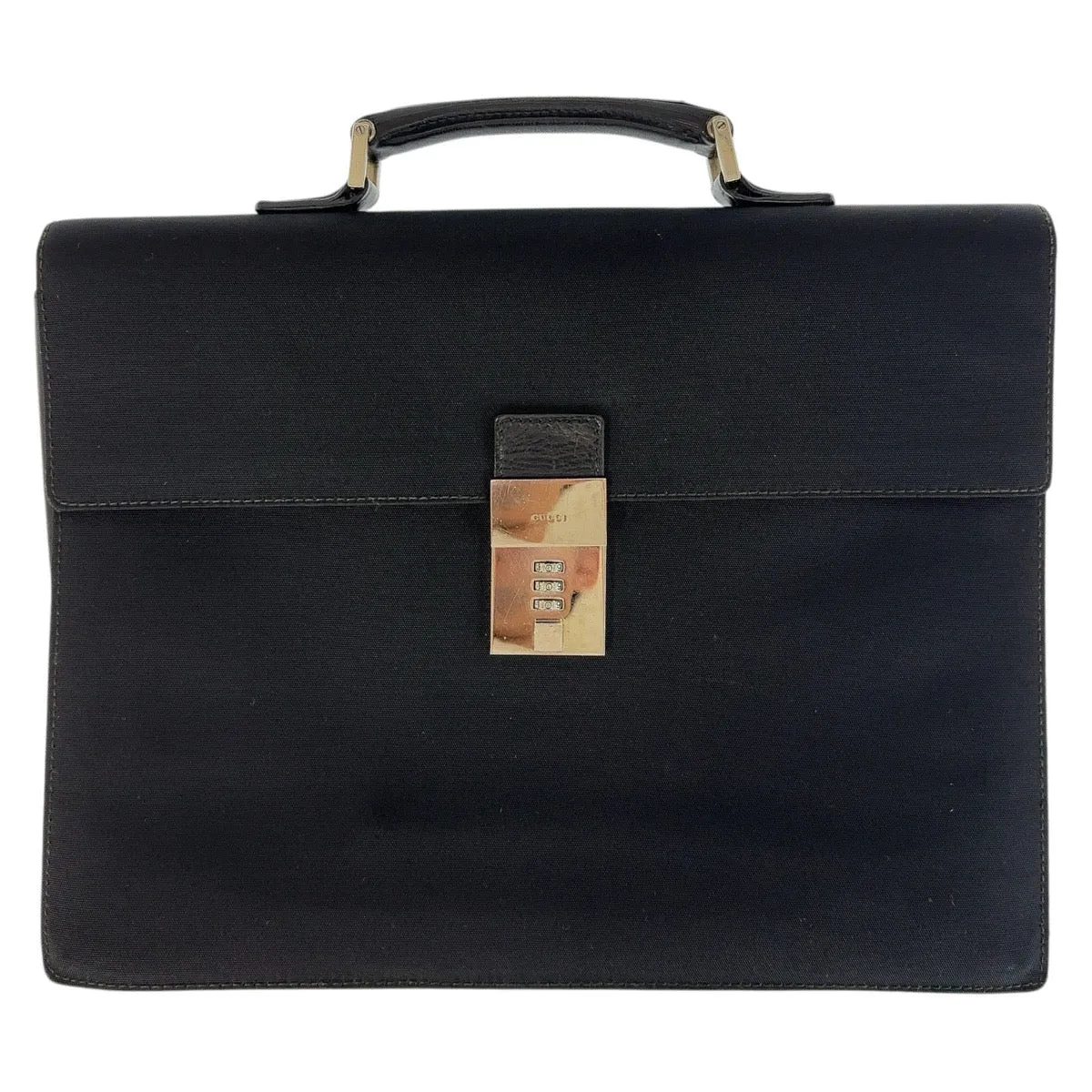GUCCI Business bag 015 3714 leather Black SilverMetal Business Bags Briefcases mens Used