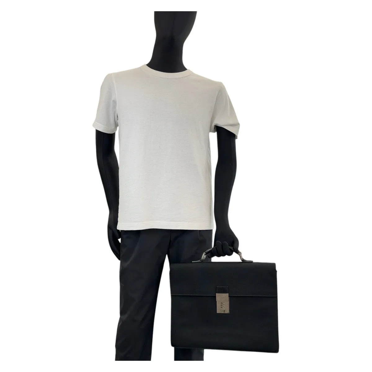 GUCCI Business bag 015 3714 leather Black SilverMetal Business Bags Briefcases mens Used