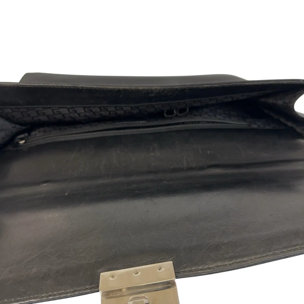 GUCCI Business bag 015 3714 leather Black SilverMetal Business Bags Briefcases mens Used