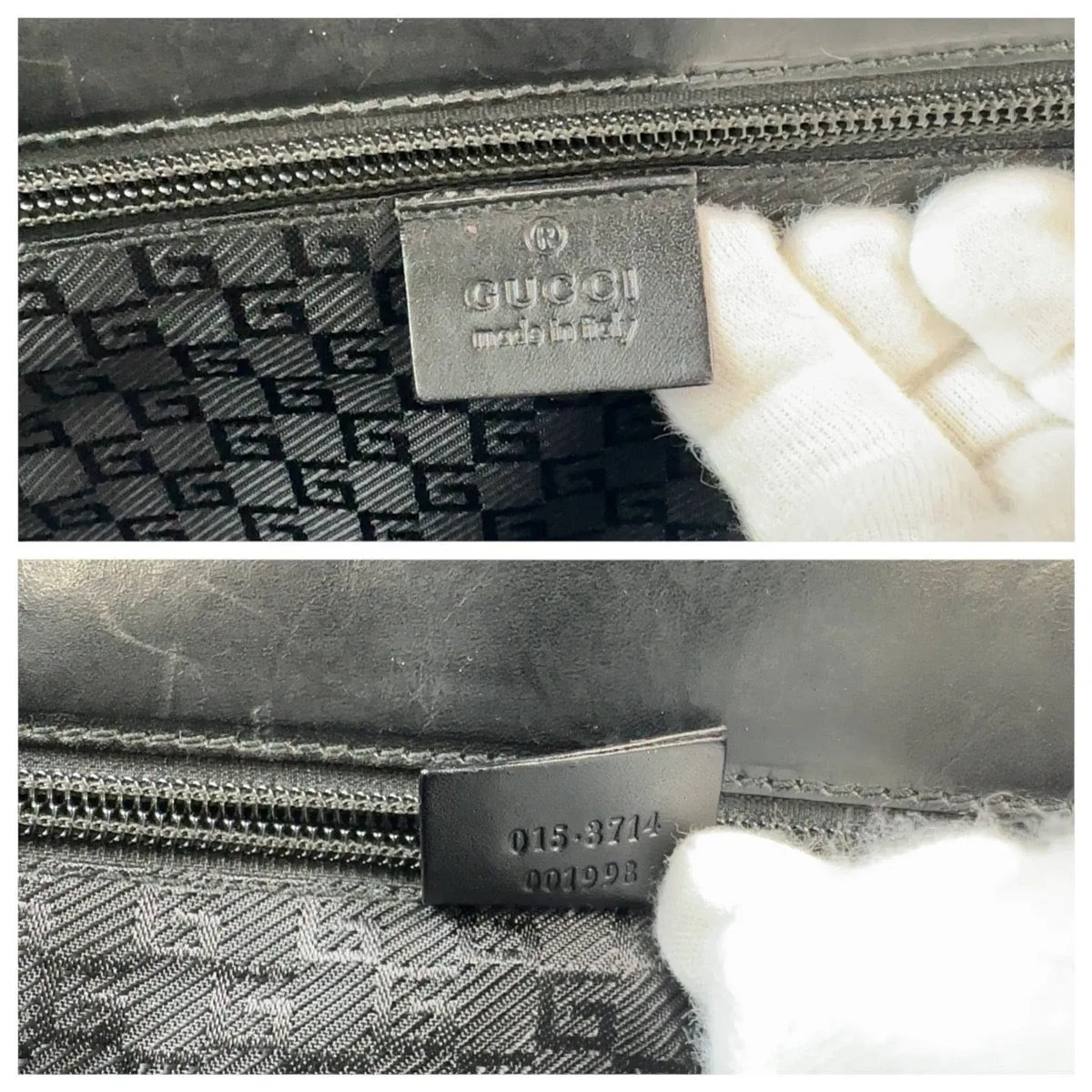 GUCCI Business bag 015 3714 leather Black SilverMetal Business Bags Briefcases mens Used